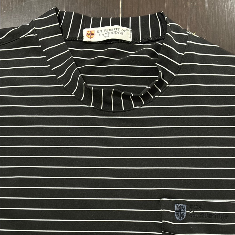 University of Cambridge Black mock neck Striped performance XL T-Shirt